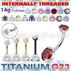 ubnzsh4 titanium curved barbell 14g clear cz internal