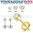 uerbzr titanium earring studs press fit cz one pair