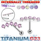 uhein27 titanium barbell prong cz curve top ball internal