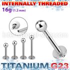 ulbb3in titanium labret stud internal threading 3mm ball