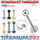 ulbb3in titanium labret stud internal threading 3mm ball