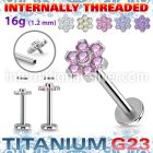 ulbin10 titanium labret internal threading 7 color cz