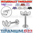 ulbin23 titanium labret stud three marquise cz internal
