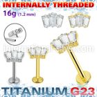 ulbin26 titanium labret stud 16g three baguette cz internal