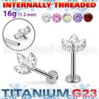 ulbin30 titanium labret stud leaf top marquise cz internal
