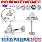 ulbin7 titanium labret internal threading round cz