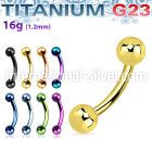 utbneb anodized titanium g23 eyebrow banana ring with 3mm balls