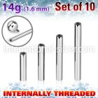 xbb14gin steel barbell bars 14g internal 10pcs