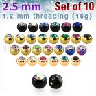 xjbt25s loose body jewelry parts anodized surgical steel 316l 