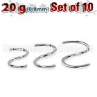 xsp20g set w 10 surgical steel spiral posts w 0.8mm threading