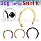 xtcb20g anodized plating steel horseshoe bar 20g 10pcs