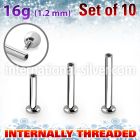 xtrlbic set of steel tragus labret, 16g w 2.5mm base plate