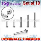 xtrufo16 steel ufo tragus labret posts w internal threading 1.2mm