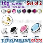 xufbin titanium flat back press fit gem tops 2pcs