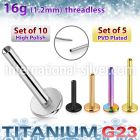 xulbnob16g titanium threadless labret stud bar 16g 4mm 10pcs