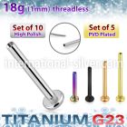 xulbnos18g titanium threadless labret stud bar 18g 10pcs
