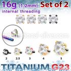 xutzrin pvd titanium prong set cz top 16g internal 2pcs