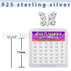 yxbutc36 silver 22g bend it to fit nose studs butterfly 36