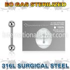 zbb18b3 sterilized steel 18g eyebrow barbell two 3mm balls