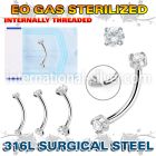 zbne2czin sterilized steel curved barbell 16g cz internal