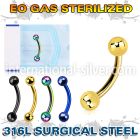 zbnetb sterilized pvd plating steel curved barbell two balls