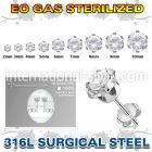 zerz sterilized steel earring stud prong set cz one pair