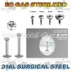 zlbirc sterilized steel labret stud flat head gem internal