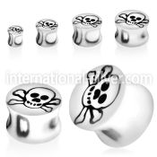 acpb acrylic double flared plug with skull pattern