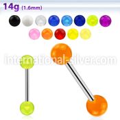 bbuv5 straight barbells surgical steel 316l with acrylic parts tongue
