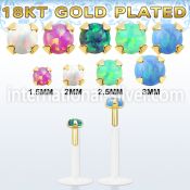 bilpog clear ptfe flexible labret prong setting synthetic opal