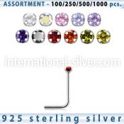 blk462 l shape nose studs silver 925 nose