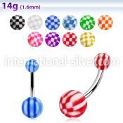 bnchk belly rings surgical steel 316l with acrylic parts belly button
