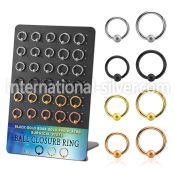 brcrt4b anodized surgical steel ball closure rings ear  othersear  lobe helix nipple  piercing