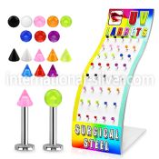 brmlb10 labrets lip rings surgical steel 316l with acrylic parts labrets chin