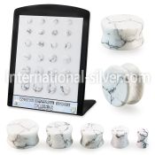 brpg221 white howlite stone double flare ear plugs 24pcs