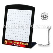 brs119 display w 316l steel nose bones, 20g w 2mm round cz