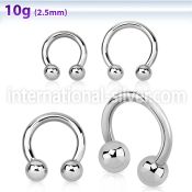 cbr10x horseshoes surgical steel 316l ear lobe