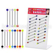 dind4 316l industrial barbell with acrylic uv glitter ball