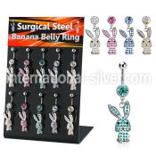 dmix17b display w steel belly banana w dangling crystal rabbit 
