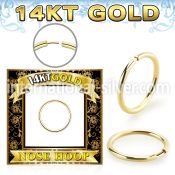 gnr31 14 karat yellow gold seamless nose ring hoop 18g