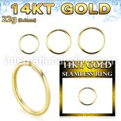 gsel22 14 karat yellow gold seamless nose ring hoop 22g