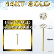 gyzsrm1 14karat gold self bending 3mm prong set star cubic zirconia (cz) stone
