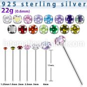 nyz sterling silver 22g bend it to fit nose stud cz
