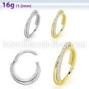 sgsh45 surgical steel hinged segment hoop 16g cross cnc