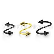spt20cn anodized 316l steel eyebrow spiral, 20g w 3mm cones