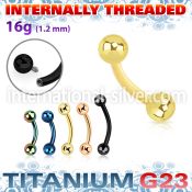 ubnebint pvd titanium curved barbell 16g balls internal