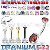 ubnzsh4 titanium curved barbell 14g clear cz internal