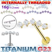ulbin27 titanium labret stud prong cz curve top internal