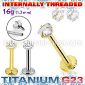 ulbin55 titanium labret stud 16g heart cz prong set internal