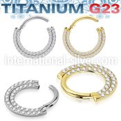 usgsh26 pvd plating titanium segment hoop cz facing
